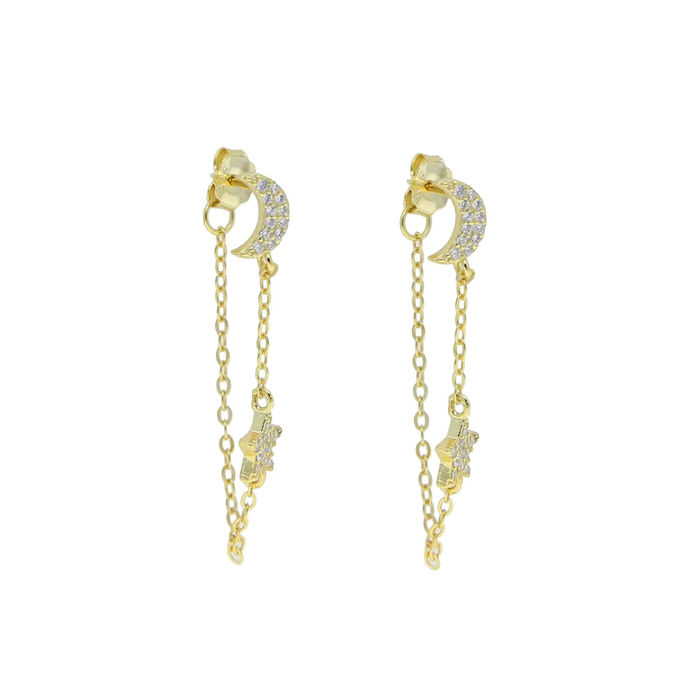 Moon Star Drop Earrings