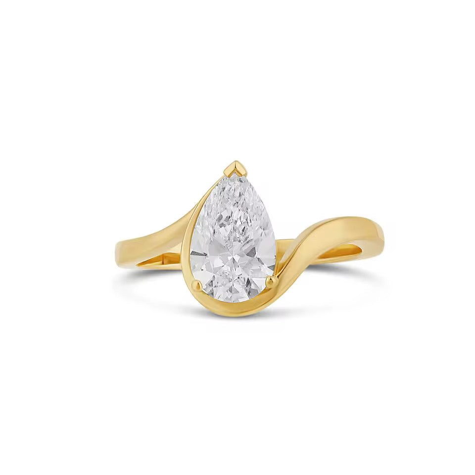 Crystal Pear Cut Ring