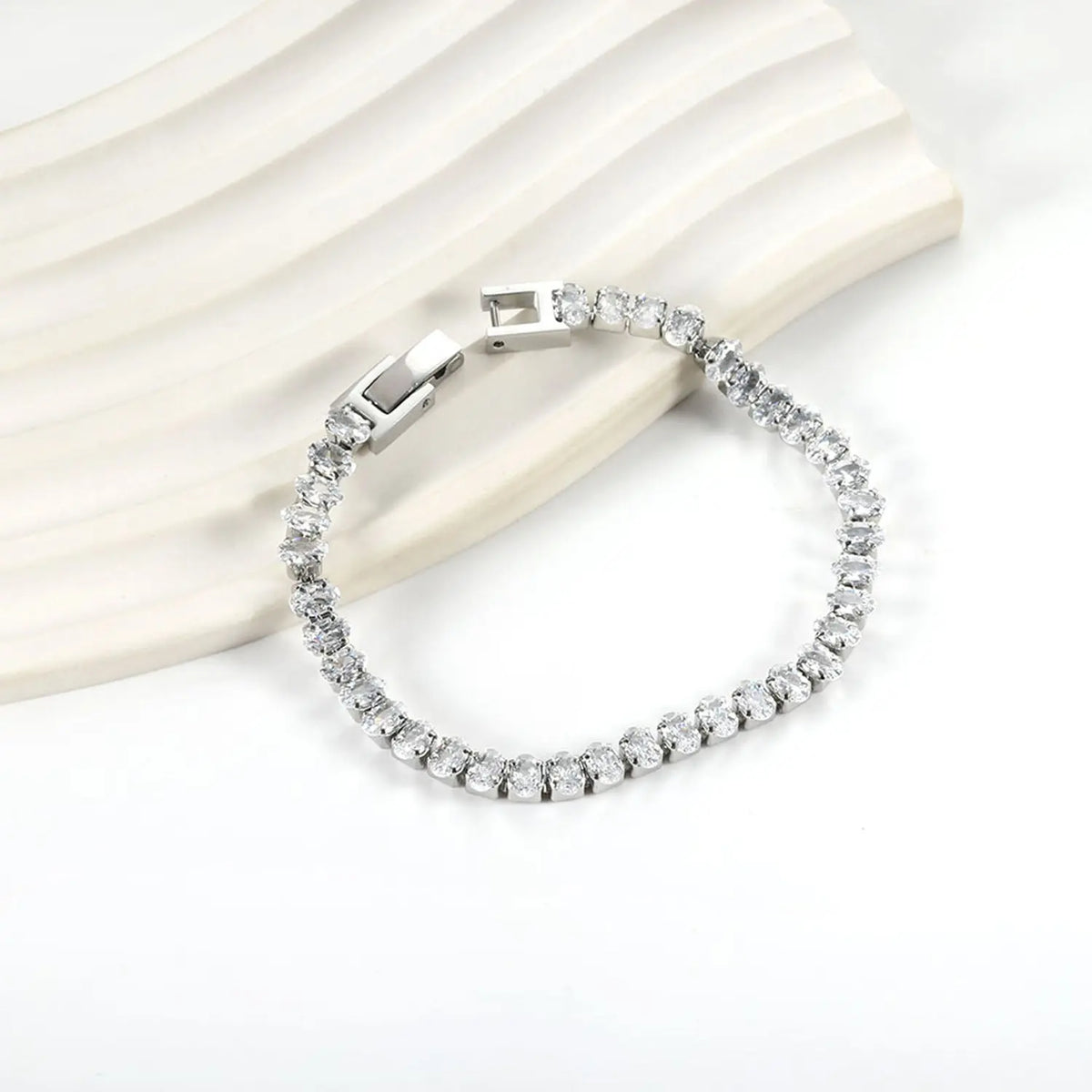 Oval Silver Tennis Bracelet