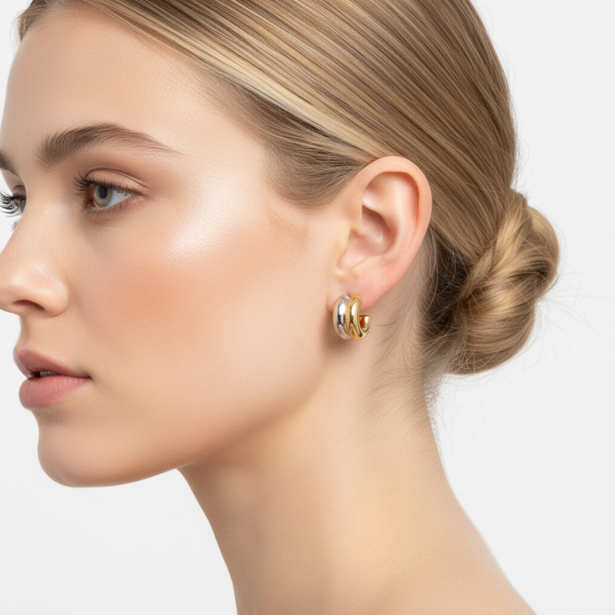 Luna Two-Tone Hoop Earings