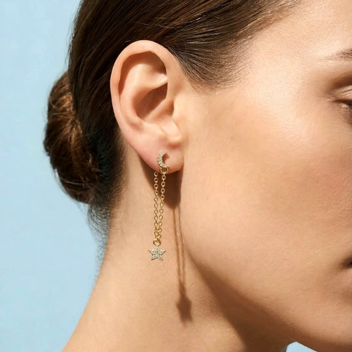 Moon Star Drop Earrings