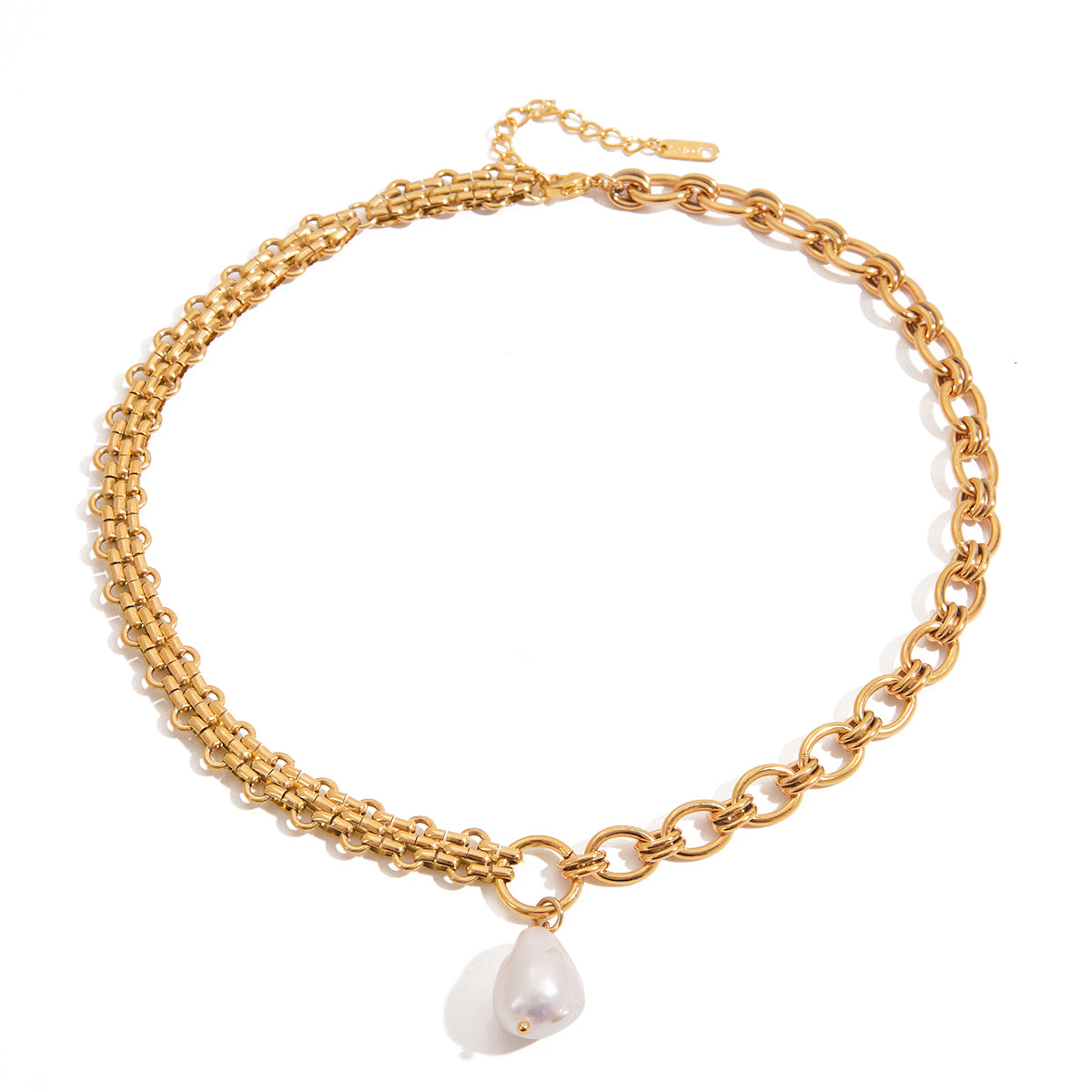 Chain Pearl Pendant Necklace