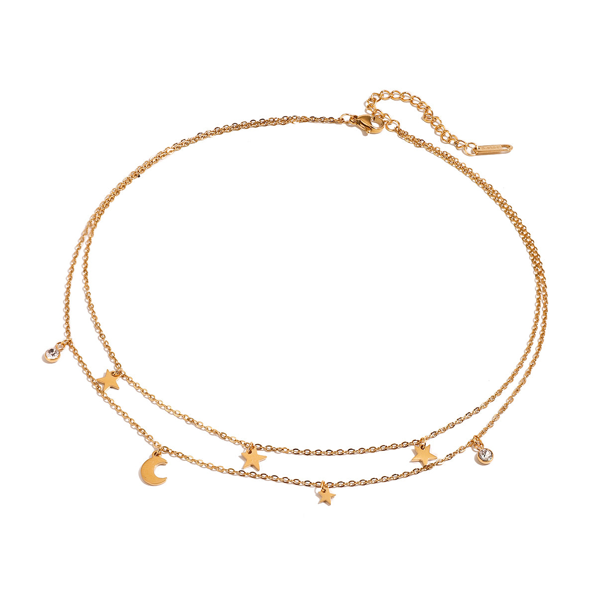 Moon Double Chain Necklace