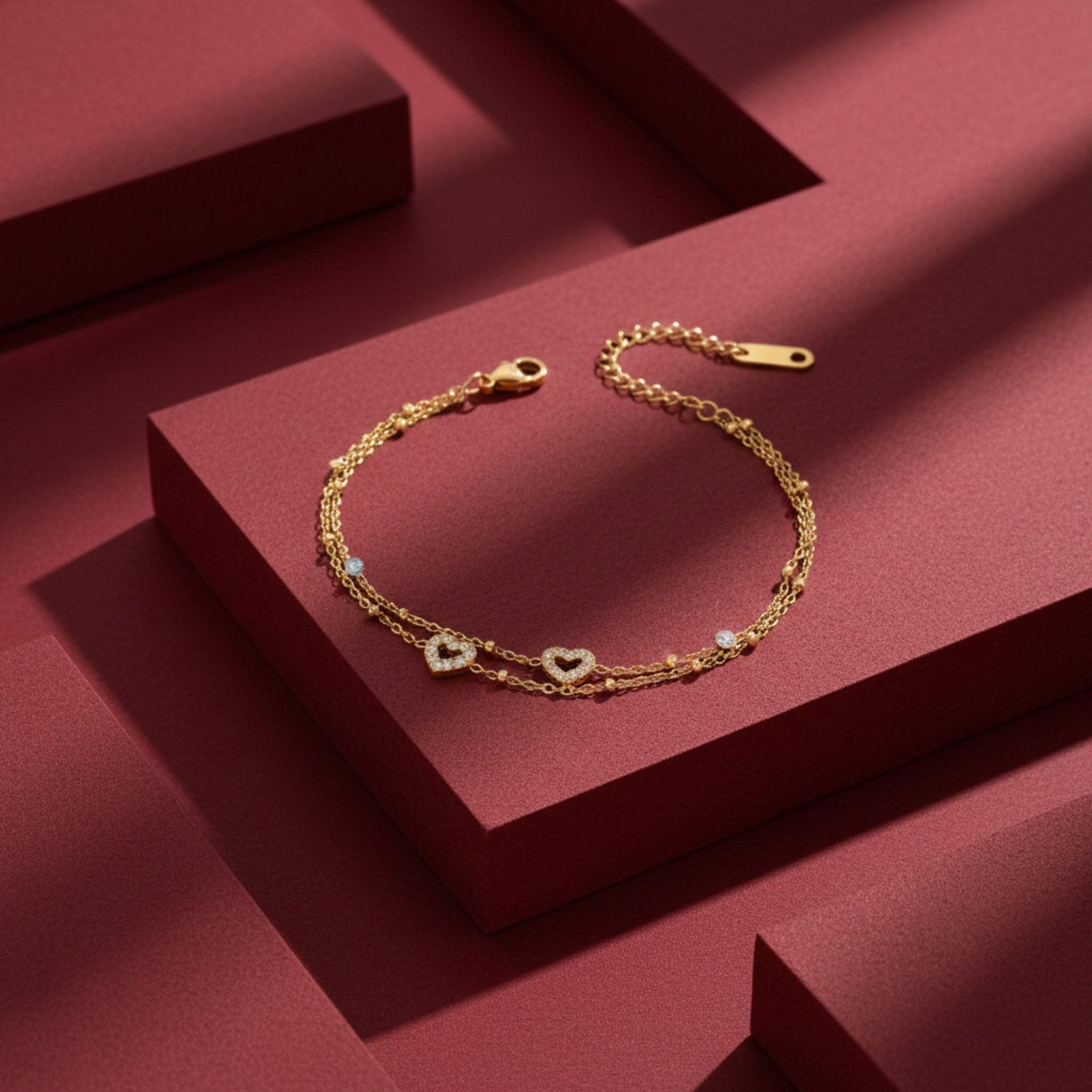 Double Chain Heart Bracelet