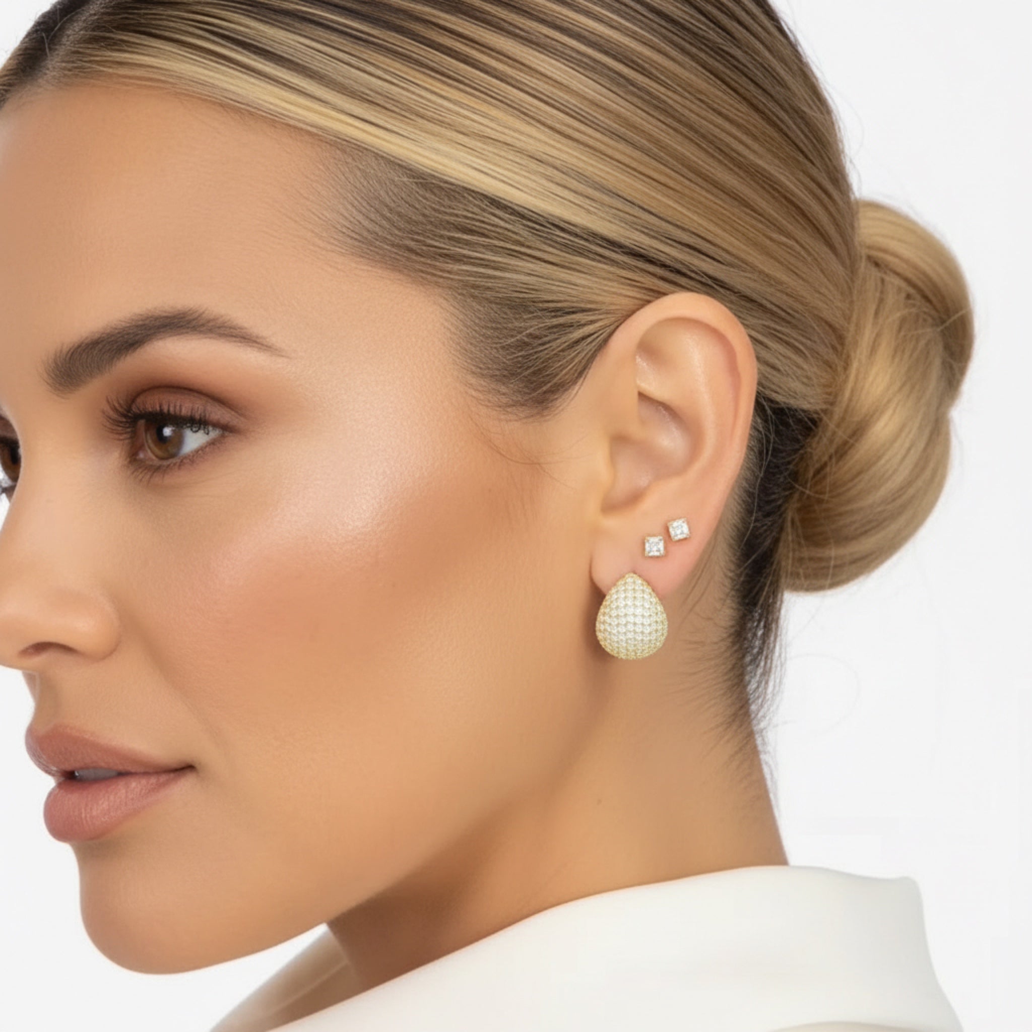 Sparkling Tear Drop Hoops