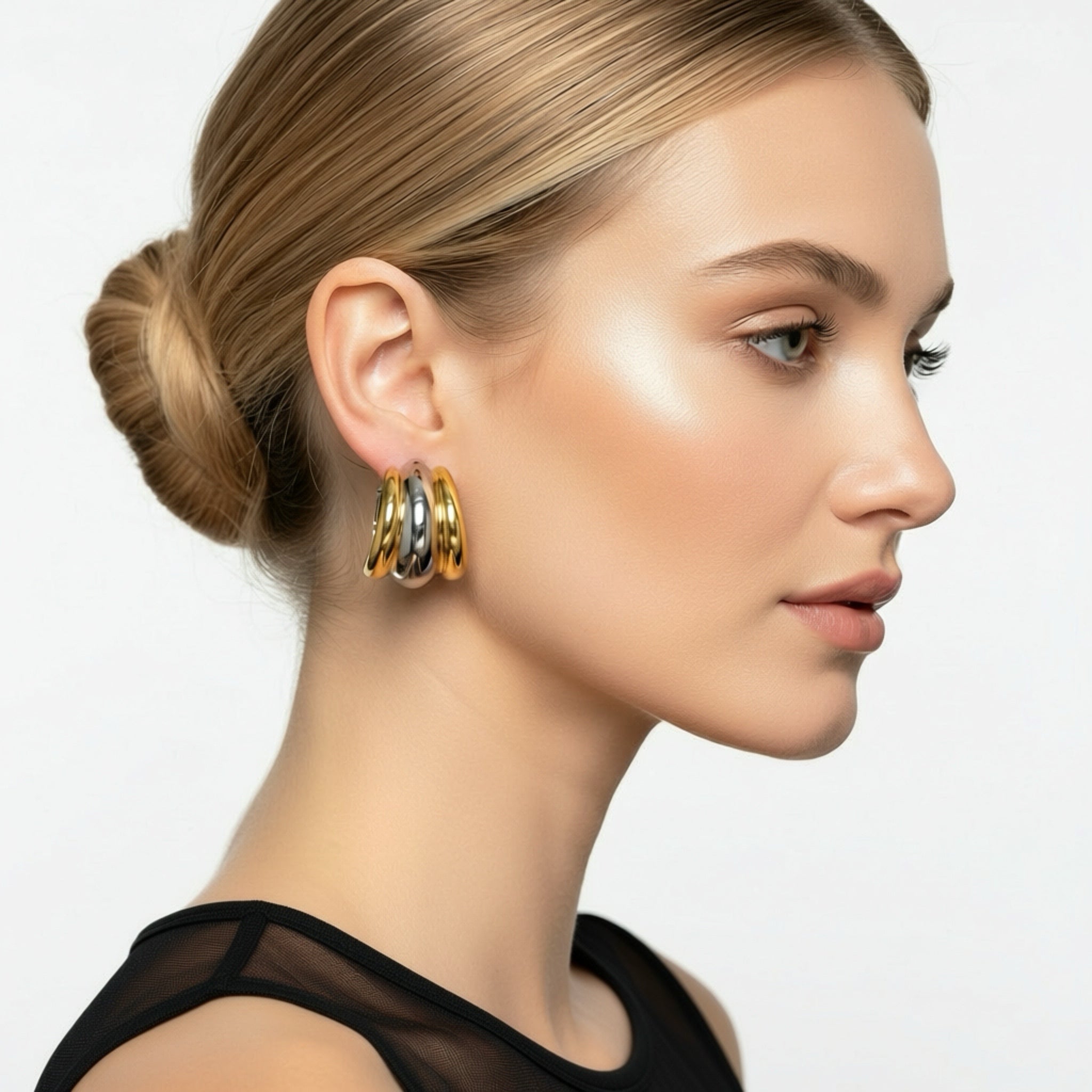 Chunky Two-Tone Hoop Earrings
