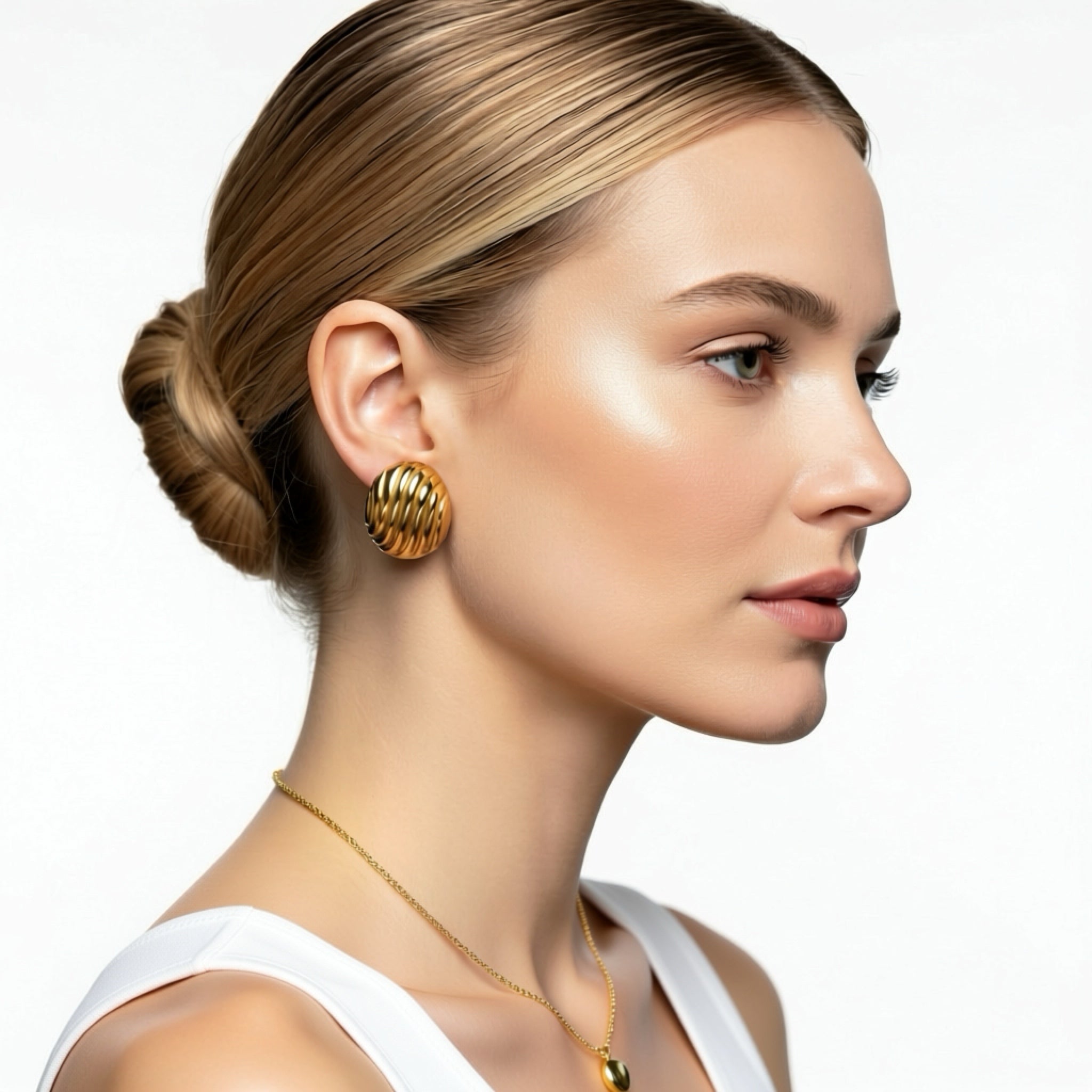 Oval Ribbed Statement Earrings