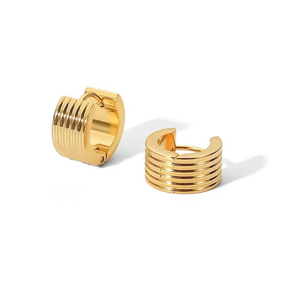 Grooved Huggie Hoops
