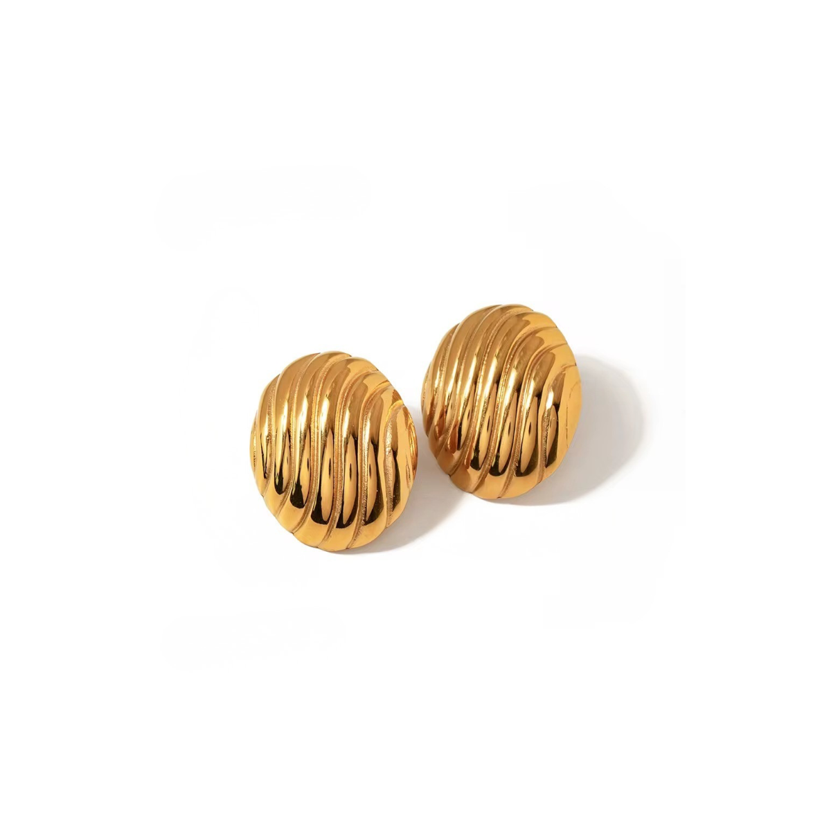 Oval Ribbed Statement Earrings