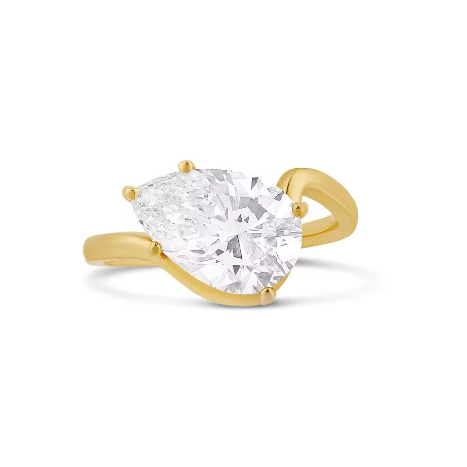 Crystal Pear Cut Ring