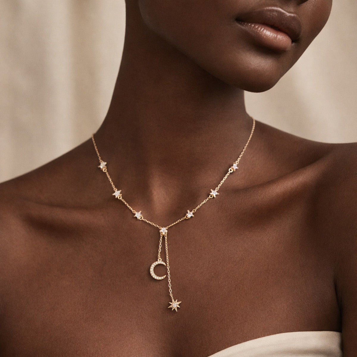 Moon Star Drop Necklace