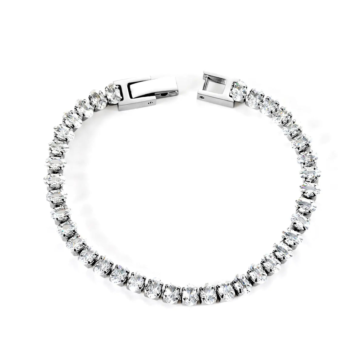 Oval Silver Tennis Bracelet