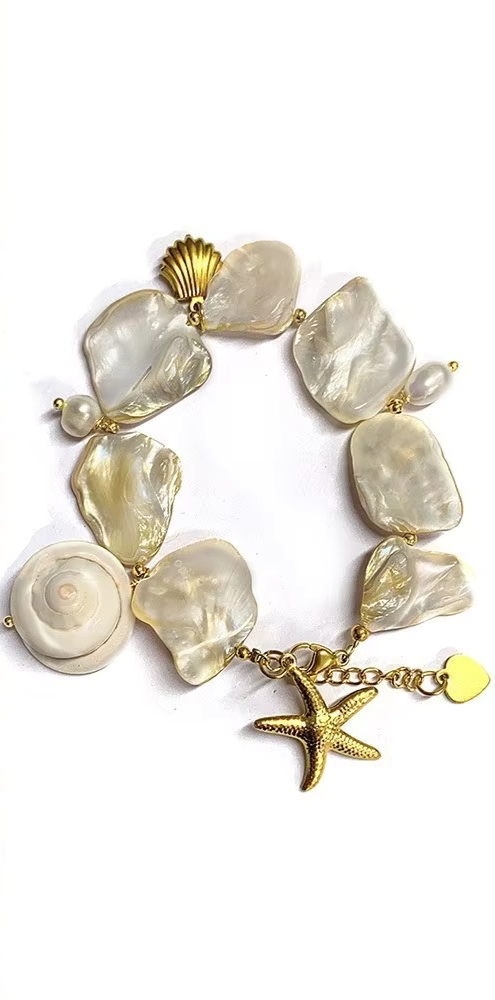 Ivory Pearl Shell Necklace & Bracelet Set