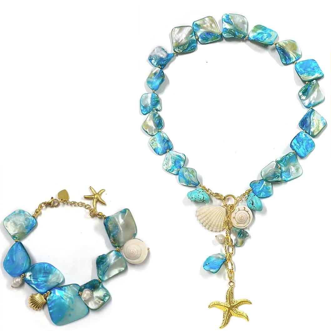 Ocean Pearl Shell Necklace & Bracelet Set