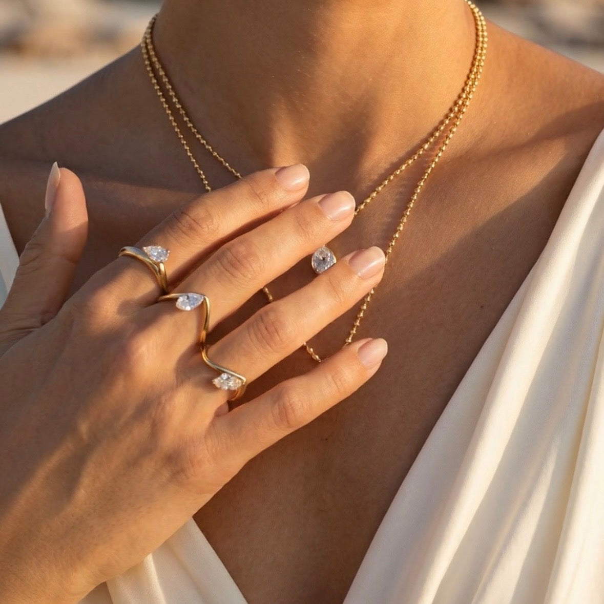V Crystal Ring