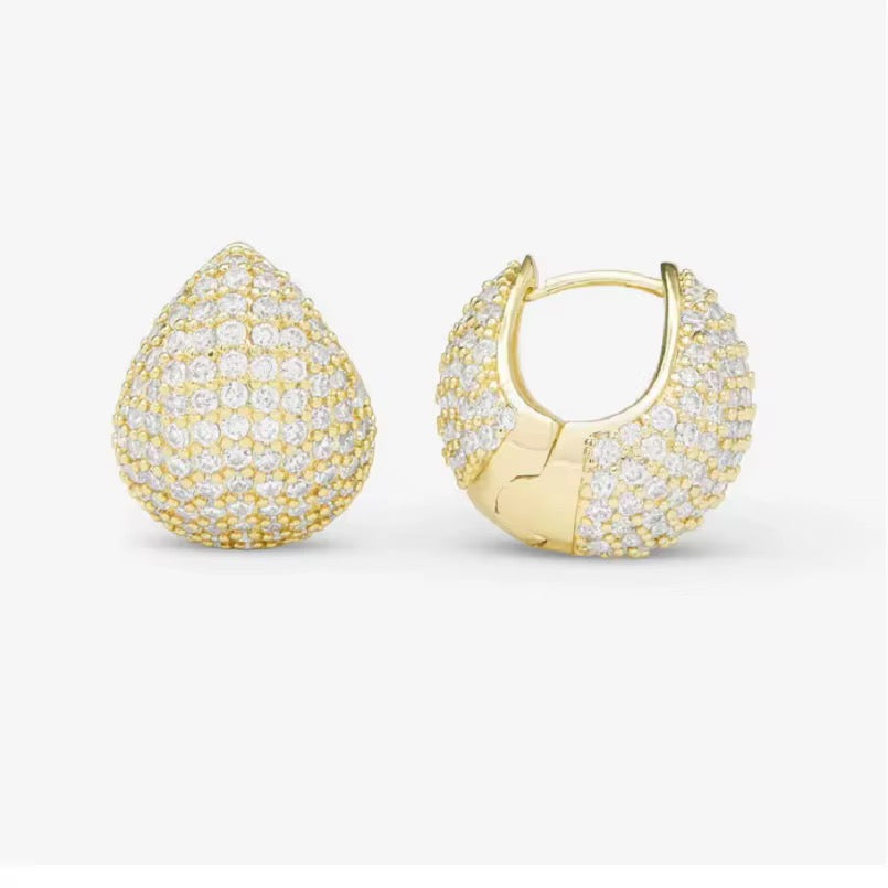 Sparkling Tear Drop Hoops