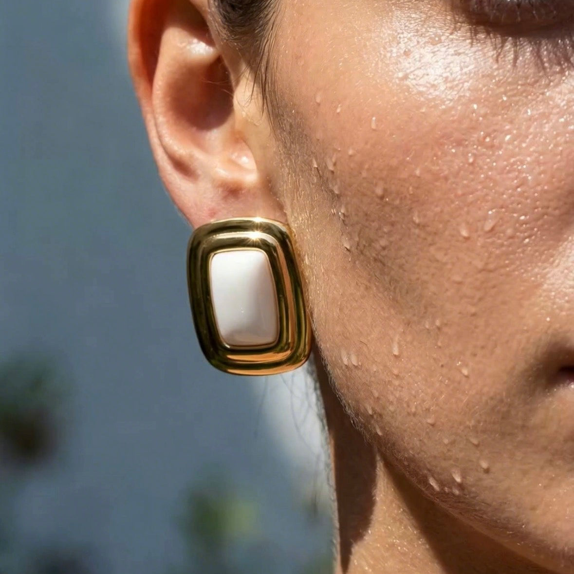 White Agate Earrings