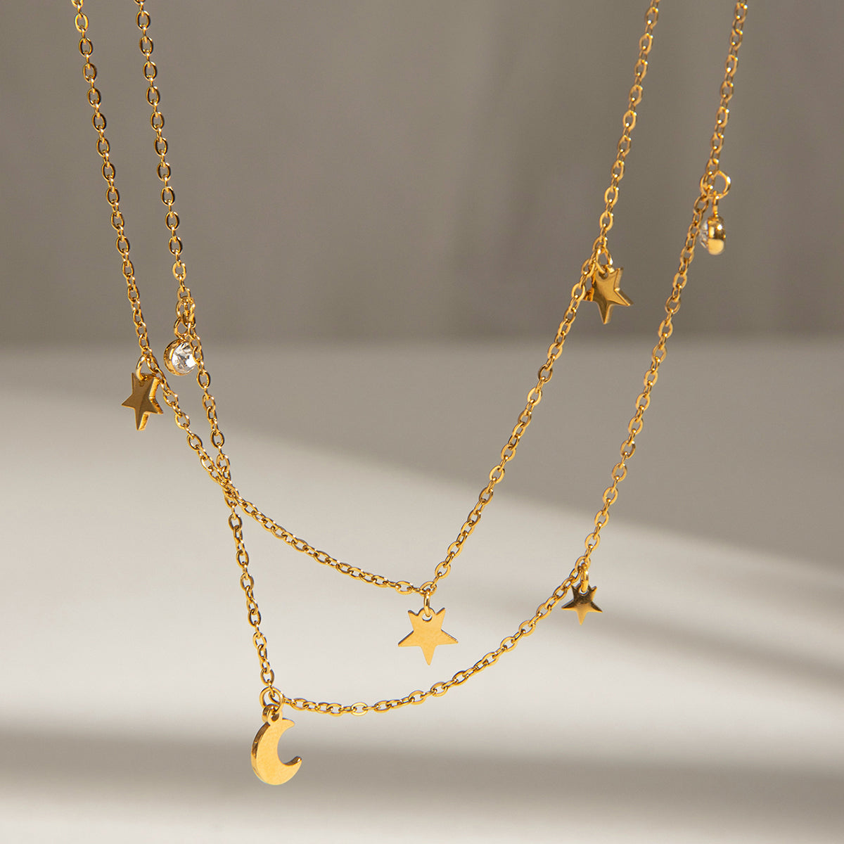 Moon Double Chain Necklace