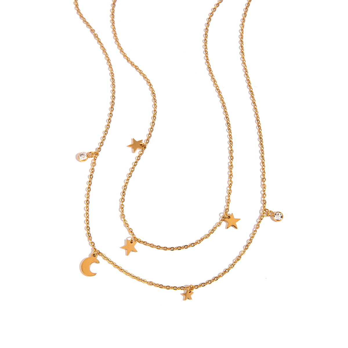 Moon Double Chain Necklace