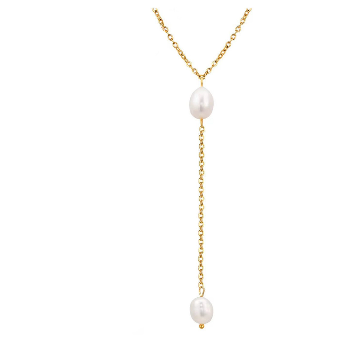 Double Pearl Drop Necklace