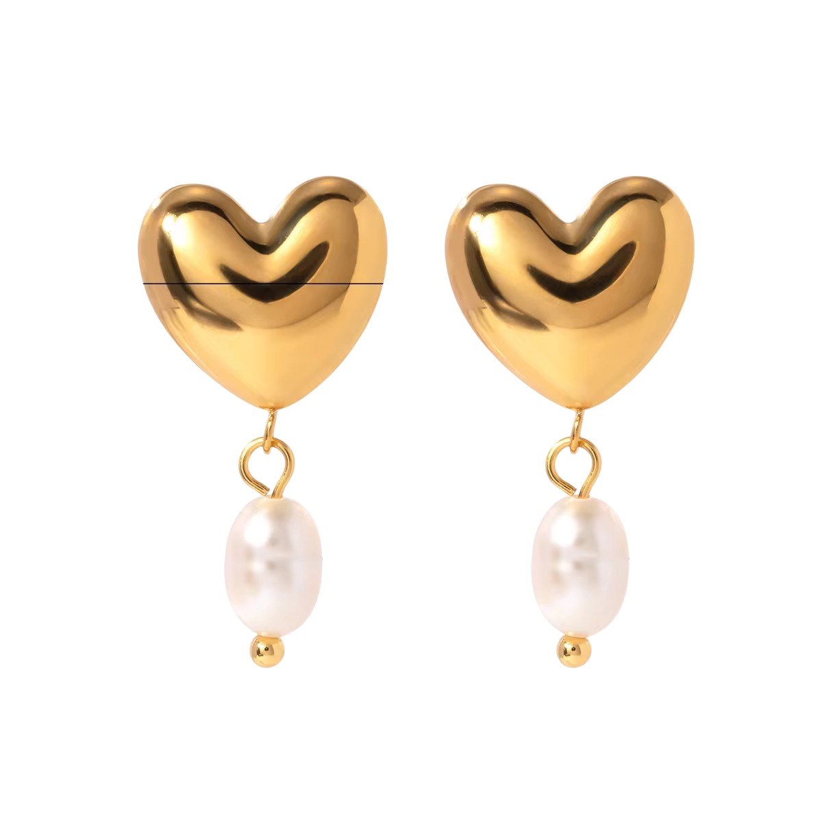 Plump Heart Pearl Drop Earrings