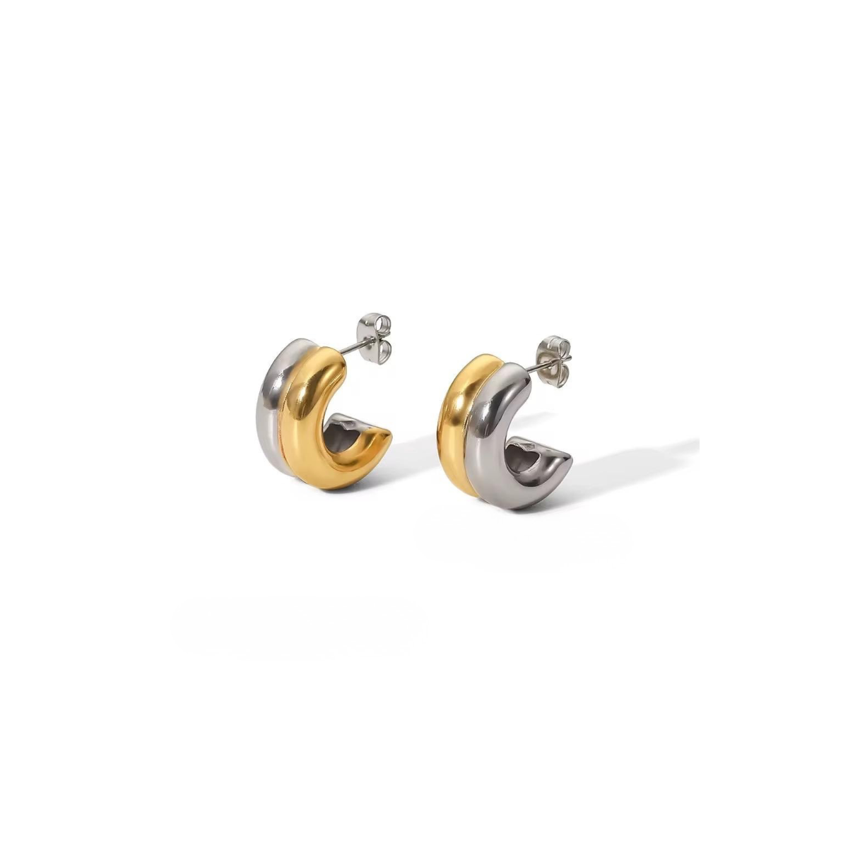 Luna Two-Tone Hoop Earings